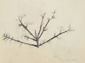 Mary Newcomb,  British 1922-2008 -  Cherry Blossoms;  pencil and wash on paper, signed lower ri...