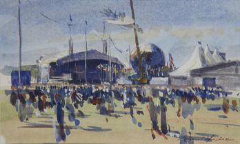 Richard Foster,  British b.1945 -  V.E. Day Hyde Park;  watercolour on paper, signed lower righ...