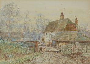 Maurice Sheppard PPRWS NEAC,  British b.1947 -  Farm at Barcombe, Sussex;  watercolour and goua...