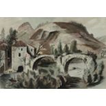 Roland Pym,  British 1905-2010 -  Arcadian scene;  ink watercolour on paper, 31.5 x 46.8 cm: to...