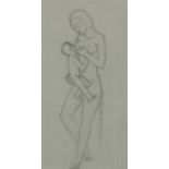 Eric Gill ARA ROI,  British 1882-1940 -  Mother & child;  pencil on paper, 15.4 x 8 cm  Proven...