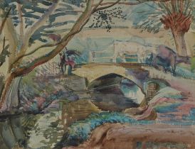 Russell Sidney Reeve,  British 1895-1970 - Suffolk Meadow Stream;  watercolour on paper, signed...