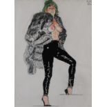 John Bratby RA,  British 1928-1992 -  The Silver Fox and Black Plastic Trousers, 1990;  pastel,...