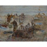 Dame Ethel Walker,  British 1861-1951 -  Robin Hood's Bay with Donkeys (with 'Study of Donkeys' ...