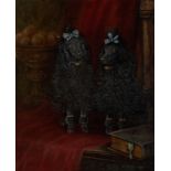 Frederick Thomas Daws,  British 1878-1956 -  Two black poodles, 1946;  oil on canvas, signed lo...