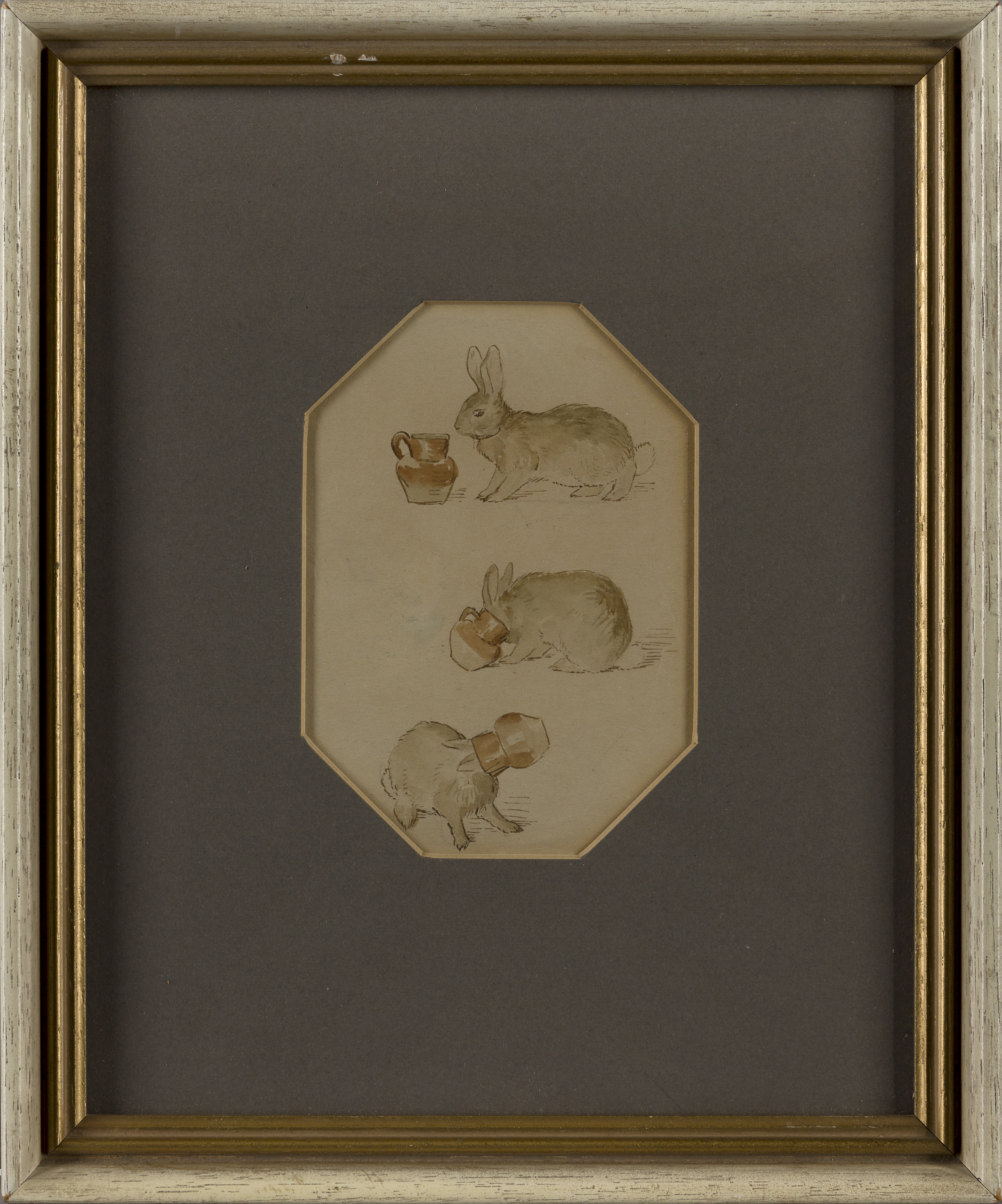 Attributed to Beatrix Potter,  British 1866-1943 -  Page from an autograph book; bunny rabbit wi... - Image 2 of 3