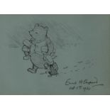 Ernest H. Shepard MC OBE,  British 1879-1976 -  Pooh and Piglet delivering parcels, 1931;  ink ...