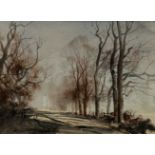 Rowland Hilder OBE,  British 1905 - 1993 -  Winter Sunshine in a Kentish Lane;  watercolour and...