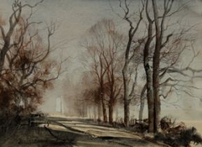 Rowland Hilder OBE,  British 1905 - 1993 -  Winter Sunshine in a Kentish Lane;  watercolour and...
