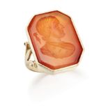 Of Halley's Comet interest: A gold mounted cornelian ring, the cornelian tablet intaglio engraved...