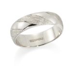 A platinum band ring, of textured twist design, London hallmarks, 1992, approximate ring size K