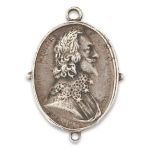 A 17th century silver Royalist Badge for Charles I, undated oval depicting on the obverse the unc...