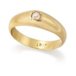 A diamond single stone ring, the old-cut diamond, grain set to the domed top, with plain hoop, ma...
