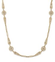 A 19th century French gold necklace, the single-row necklace of fancy fetter-link design with fil...