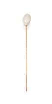 A natural blister pearl stick pin, the oval button-shaped natural blister pearl finial to plain p...