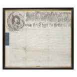 Naval Interest: A George III vellum Letter of Marque, dated 1778, with blue stamp duty seal to le...