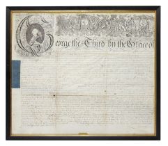 Naval Interest: A George III vellum Letter of Marque, dated 1778, with blue stamp duty seal to le...