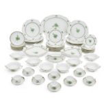 A modern Herend porcelain 'Apponyi Vert' dinner service, blue factory marks, with osier weave pat...