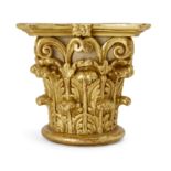 A carved giltwood Corinthian column capital, 19th century, with acanthus and scrolls, 27.5cm high