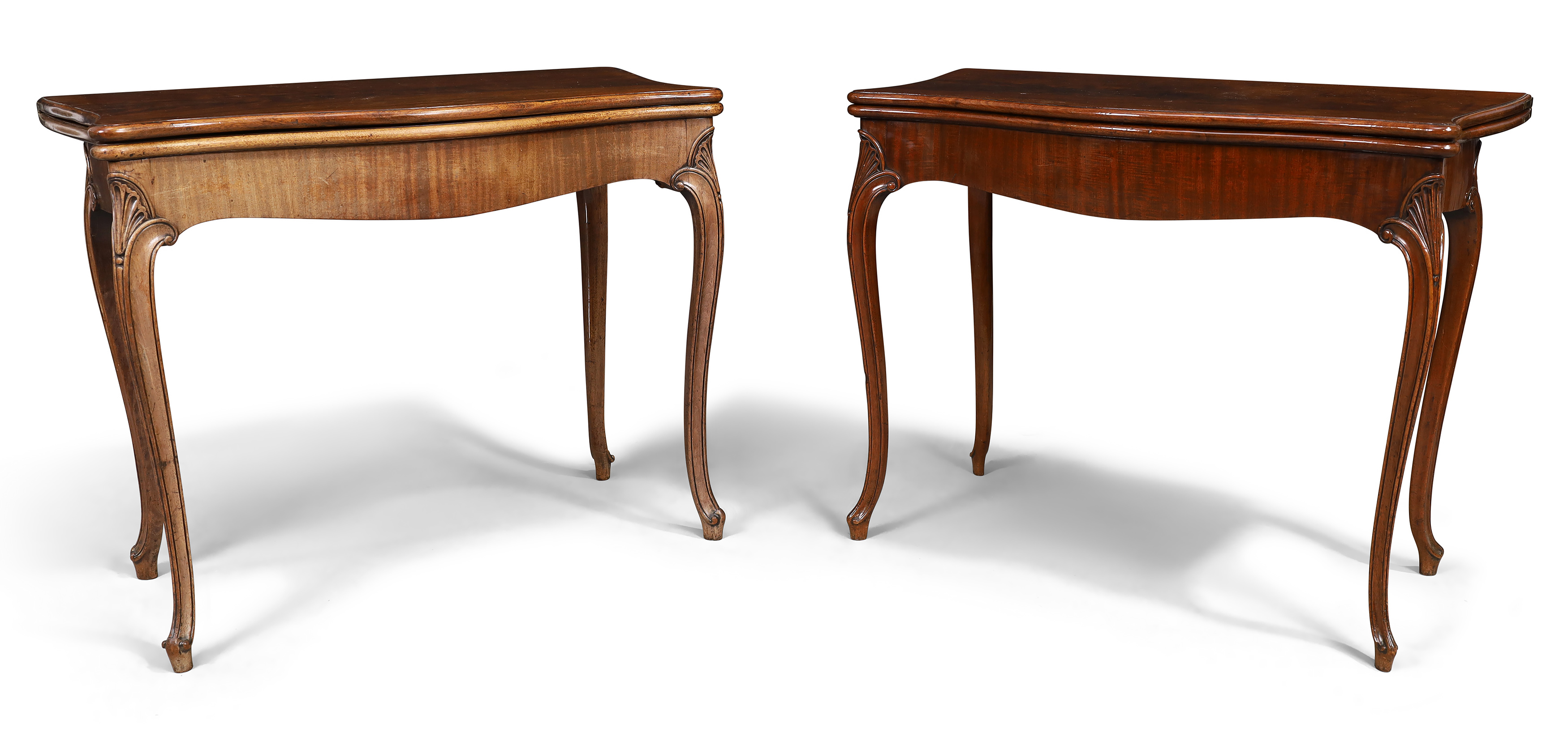 A near pair of George III mahogany serpentine concertina action tea tables, third quarter 18th ce... - Image 3 of 5