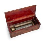 A Swiss walnut cylinder music box, by Nicole Freres, third quarter 19th century, the hinged lid e...