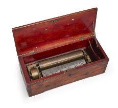 A Swiss walnut cylinder music box, by Nicole Freres, third quarter 19th century, the hinged lid e...