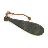 A nephrite hand club in the manner of a Maori mere pounamu, probably second half 20th century, wi...