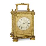 A gilt-bronze mantel clock, mid-19th century, the case finely chased with scrolling foliage, phoe...