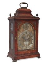 A George III mahogany bracket clock, third quarter 18th century, the case with a caddy top surmou...