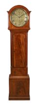 A Scottish inlaid mahogany longcase clock, first quarter 19th century, the break arch moulded cor...