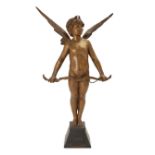 After Auguste Moreau, French, 1834-1917, a gilt-spelter figure of Cupid entitled 'Vici', early 20...