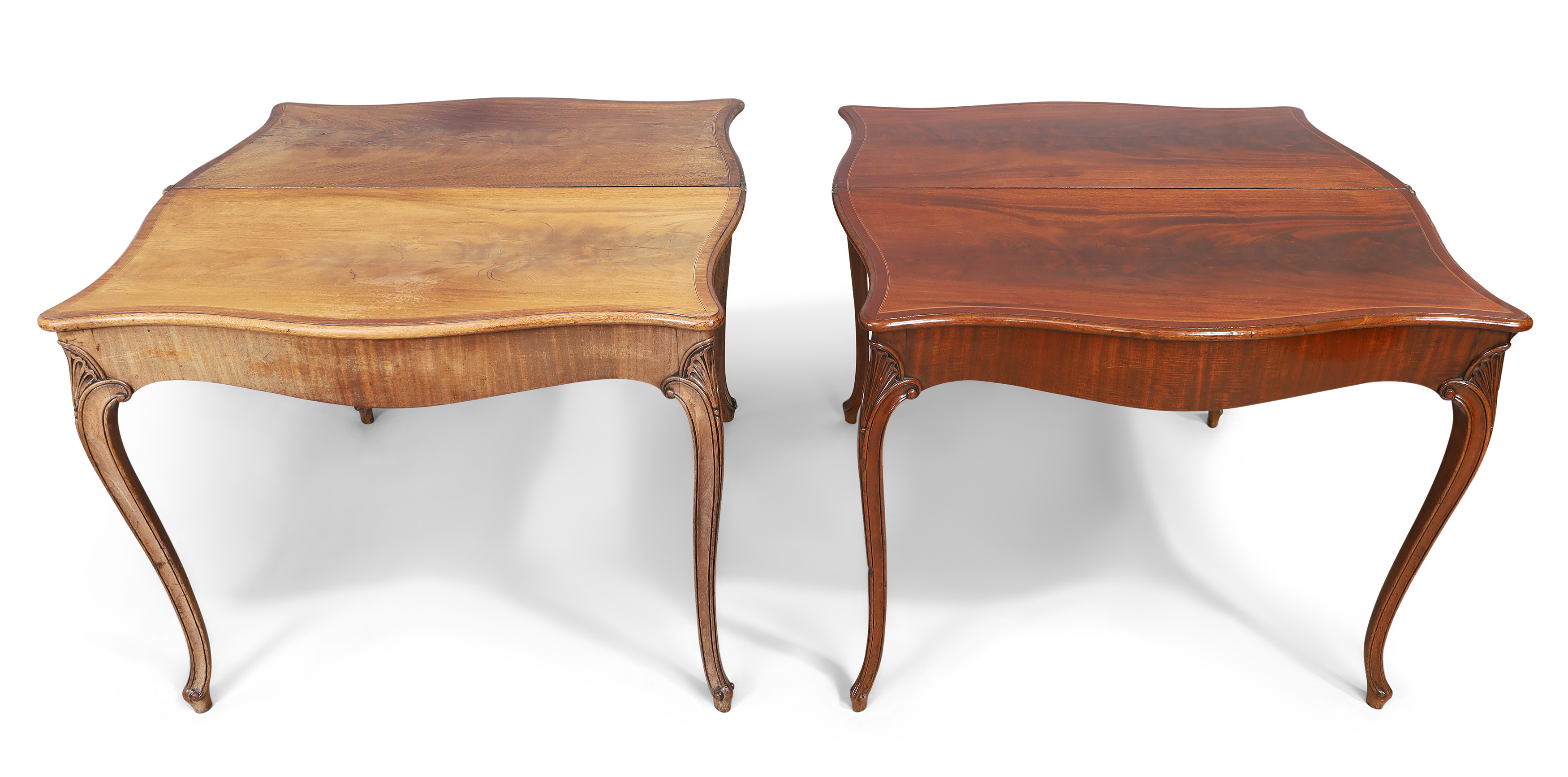 A near pair of George III mahogany serpentine concertina action tea tables, third quarter 18th ce... - Image 4 of 5