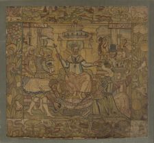 A Charles II needlework picture of King Soloman and the Queen of Sheba, third quarter 17th centur...