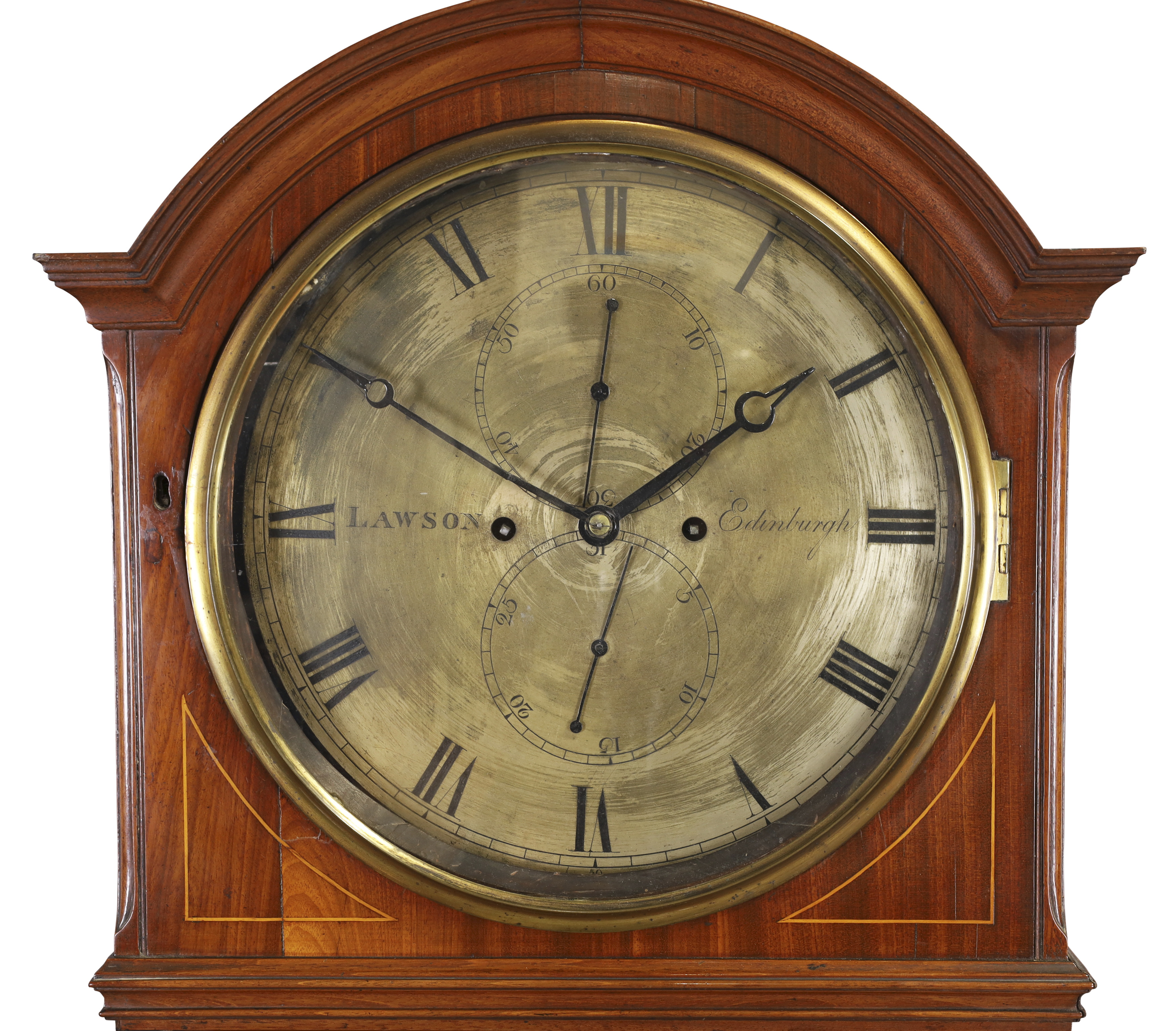 A Scottish inlaid mahogany longcase clock, first quarter 19th century, the break arch moulded cor... - Image 2 of 4