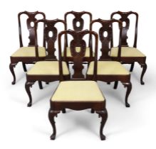 A set of six George II mahogany dining chairs, possibly Irish, second quarter 18th century, the c...