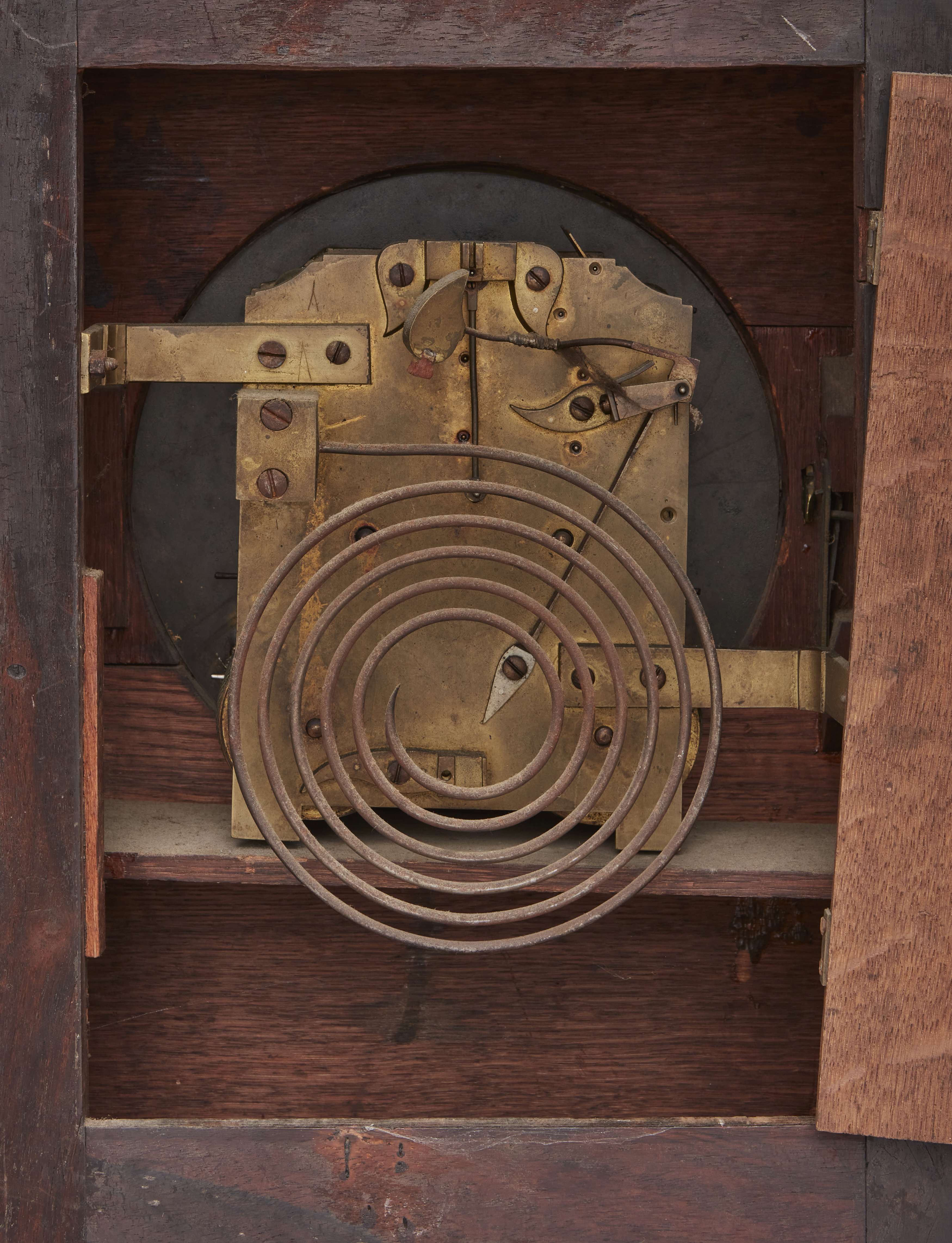 A Victorian rosewood bracket clock, mid-19th century, with shaped top above applied honeysuckle c... - Image 3 of 3