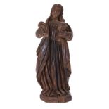 Two Continental carved wood figures of Saints, late 19th/early 20th century, one possibly depicti...