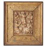A carved parcel-gilt alabaster figurative relief, Malines, early 17th century, depicting The Resu...