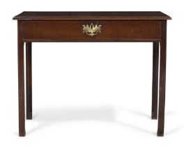 A George III mahogany side table, third quarter 18th century, the rectangular top above single dr...