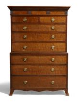 A George III mahogany chest-on-chest, last quarter 18th century, the moulded stepped cornice abov...