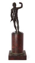 A bronze model of Zeus, French or Italian, first half 19th century, after the Antique, on a rouge...