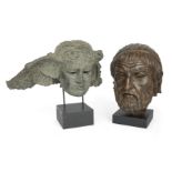 Two modern Grand Tour faux bronze resin busts, after the Antique, comprising: Hypnos and Homer, e...