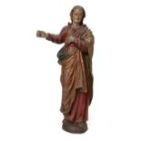 A North European polychrome and parcel-gilt carved pine model of a Biblical figure, 19th century,...