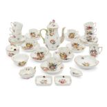 A Herend porcelain 'Fruits and Flowers' pattern coffee service, second half 20th century, blue pr...
