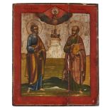 A Russian icon of the Apostles Peter and Paul, late 19th/early 20th century, the saints standing ...