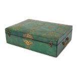 The Earl of Home's Victorian brass-studded green snake skin case, mid-19th century, the cover dec...