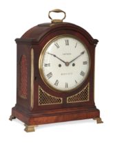 A Regency mahogany bracket clock, first quarter 19th century, the break-arch case with brass swin...