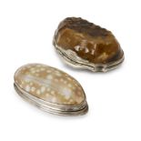 A George III white metal-mounted agate snuff box, second half 18th century, of shaped oval form, ...