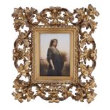 A German porcelain plaque of Ruth, late 19th, after Charles Landelle, impressed 324, with a three...