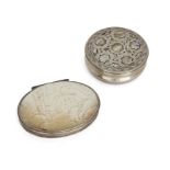 A white-metal, abalone and tortoiseshell snuff box, possibly Dutch, mid-18th century, of circular...